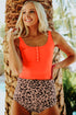 Square Neck Sleeveless Print Tankini Set